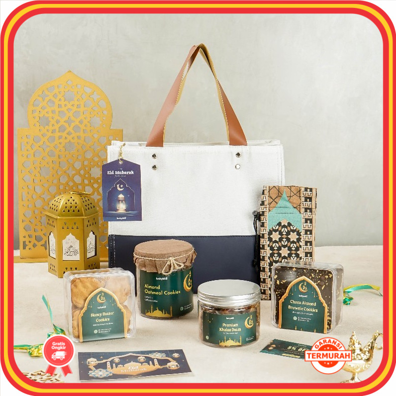 

Hampers Murah Anniversary Wedding Keren Unik Lucu / Hampers Lebaran Idul Fitri / Parcel Lebaran - PREMIUM CANVAS BAG - SET AFIYA - LUCKYBITE