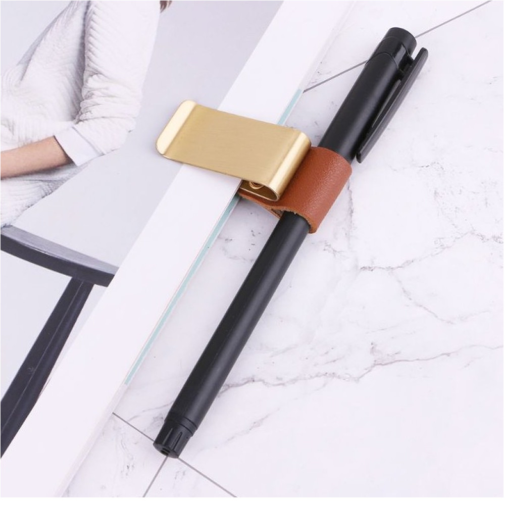 2022 new Pen Loop For Notebook Retro Leather Journal Notebook Pencil Holder Bookmark With Metal Clip