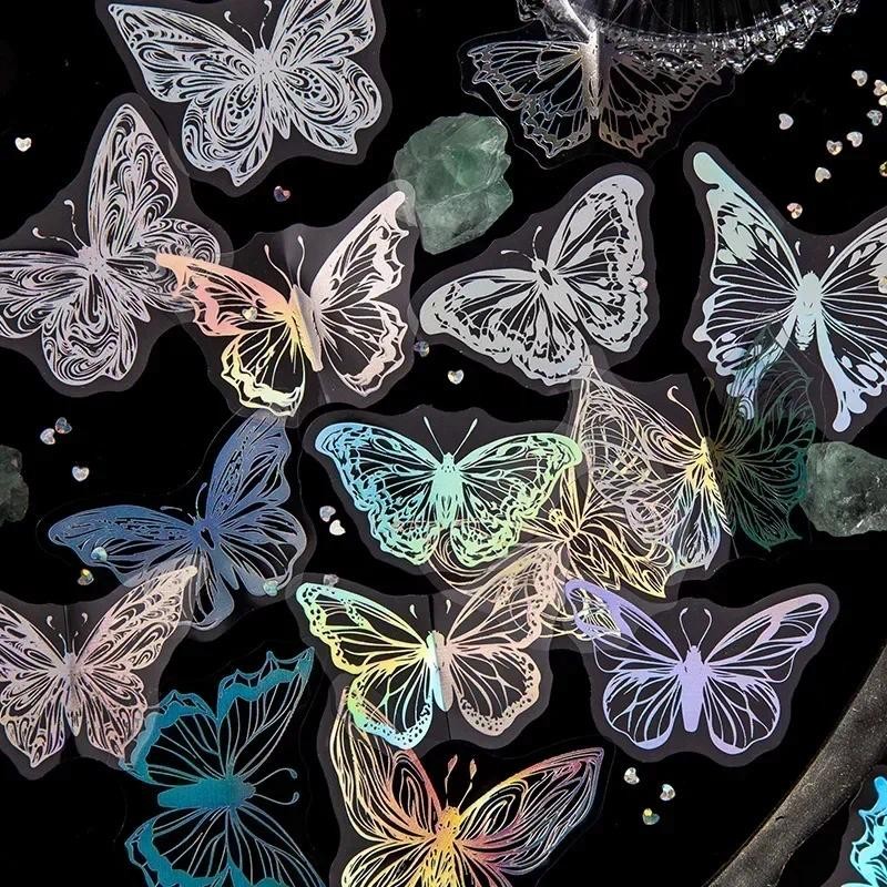 

45pcs A SET Mirror Series PET Sticker Pack Retro Star Chaser Hot Rainbow Silver Handbag Sticker Colorful Light Stickers