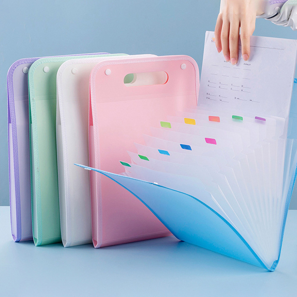 

A4 Macaron Vertical Hand-held Bag A4 Paper File Folder Large Capacity Multi-layer Expanding Sorting Storage Bag Folder Student