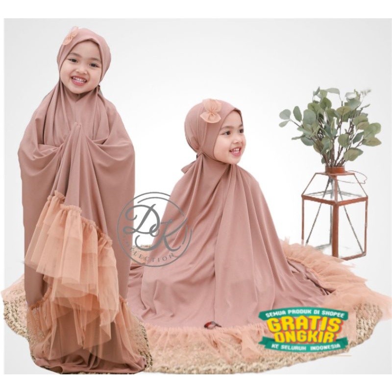 Mukena Anak model Tile 2 layar SABINA bahan jersey/ sage hijau tosca
