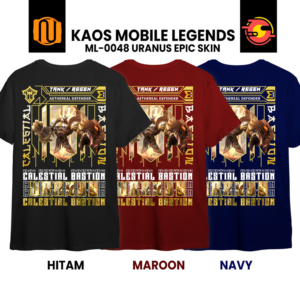 Nuhifa Store Kaos URANUS EPIC SKIN Mobile Legeds MLBB Distro Cowok Lengan Pendek Hitam  Pria Wanita