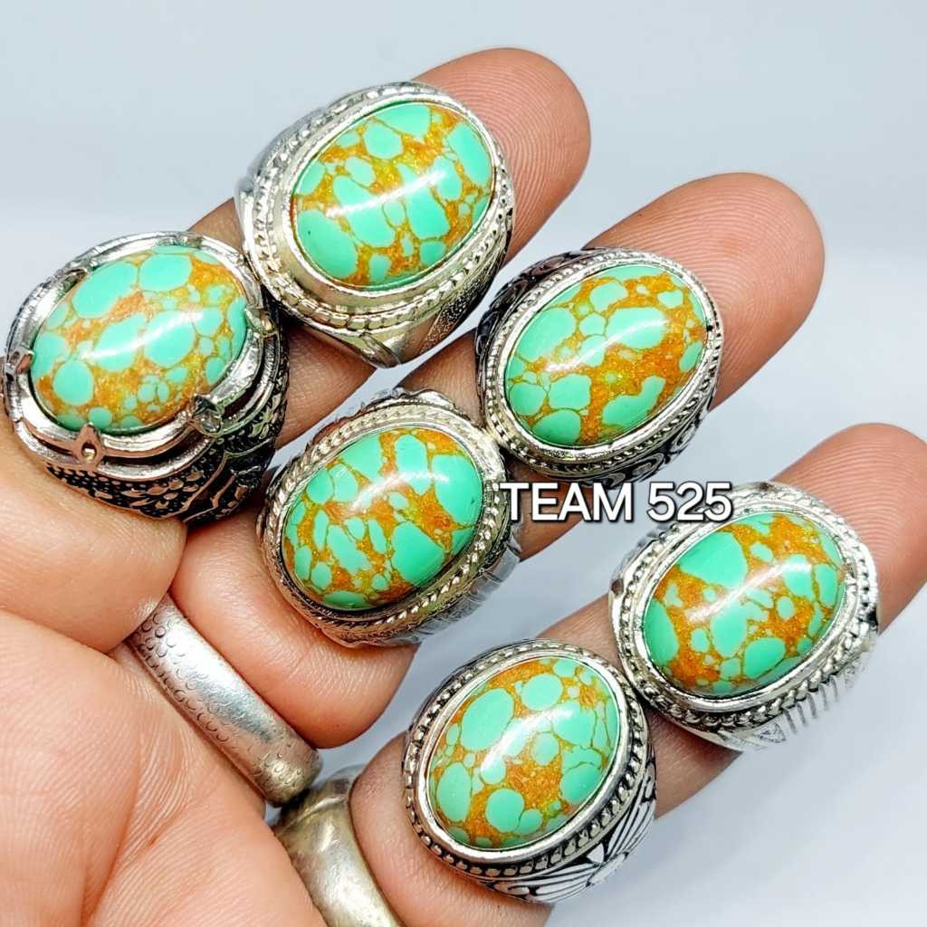 Cincin batu pirus persia urat emas ceplok kuro / pyrus lawasan / virus hijau persian persi