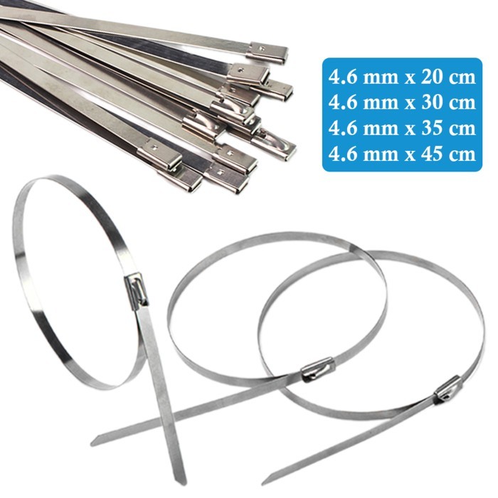 

Kabel Ties Stainless 304 Lebar 4.6mm Panjang 20cm 25cm 30cm 45cm Tali Tis Pengikat Metal Tie Lock