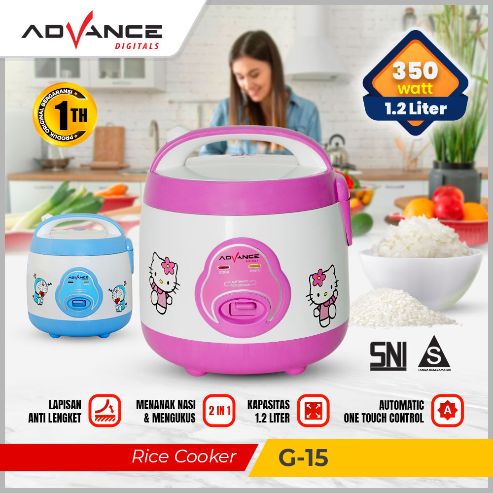 Advance G15 Rice Cooker Mini Alat Penanak Nasi Karakter Lucu Kapasitas 1,2Liter Garansi Resmi 1 Tahu