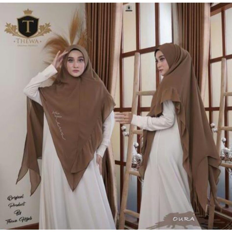 COD THEWA khimar/hijab/jilbab "OURA" Lancip Remple sebelah 2 LAYER