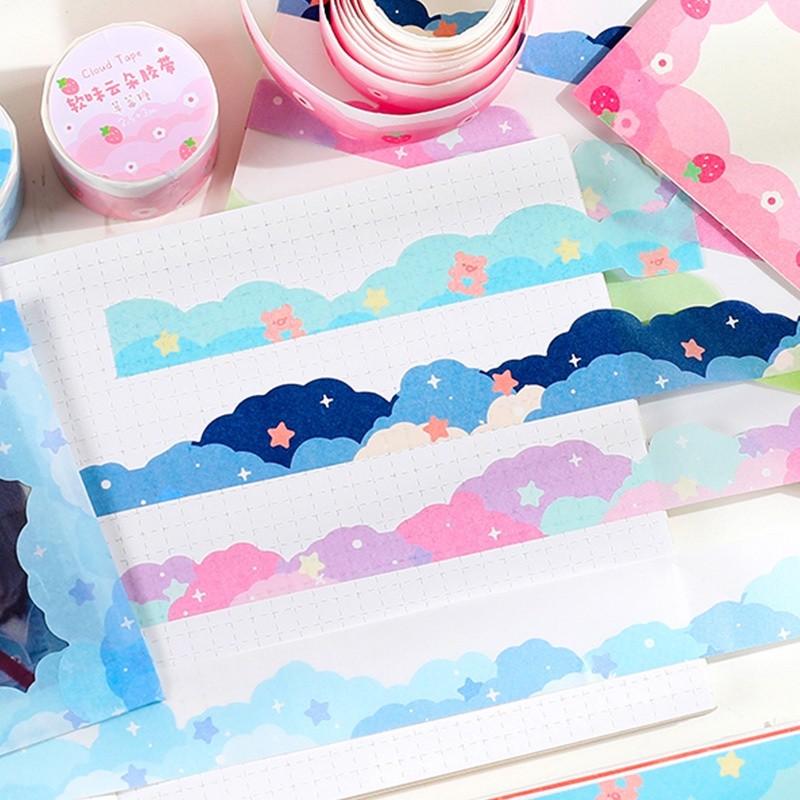 

Label Washi Tape DIY Motif Awan / Gelombang Warna Permen