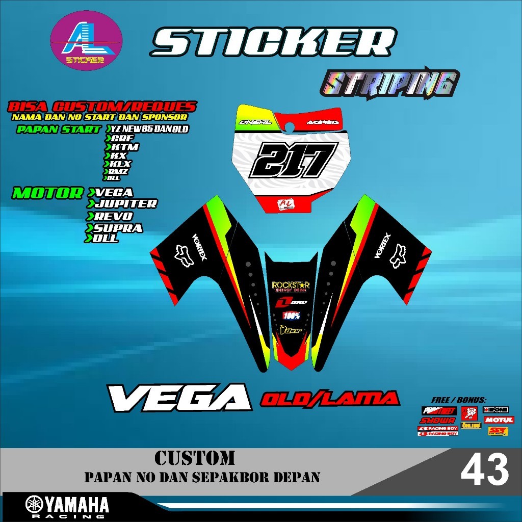 Cod Sticker Decal Papan Nomor Start+spakbor Depan Crf Klx 150 Klx Bf Klx Gordon Dtracker Kx Yz Ktm V