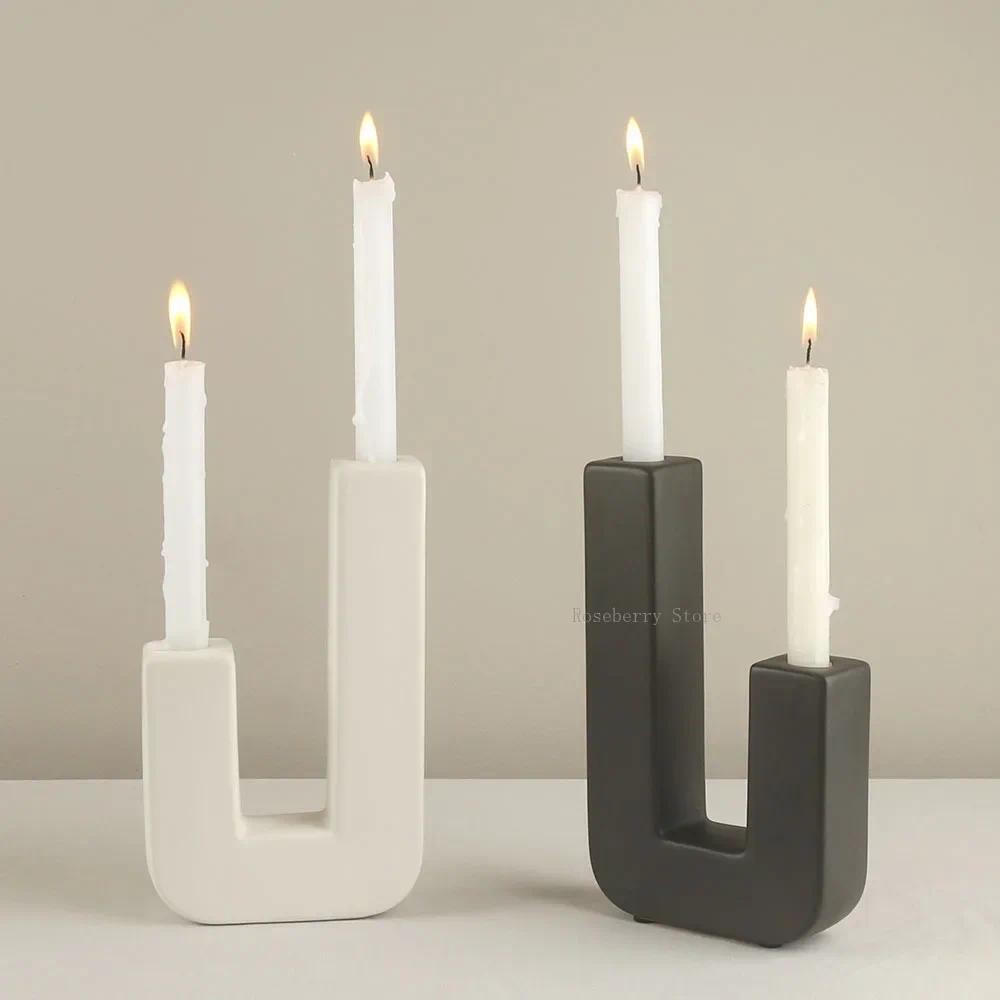 

Geometry Candlestick Silicone Mould U Shape Candle Holder Concrete Plaster Mold Arch Epoxy Resin Casting Molds Craft Home Decor