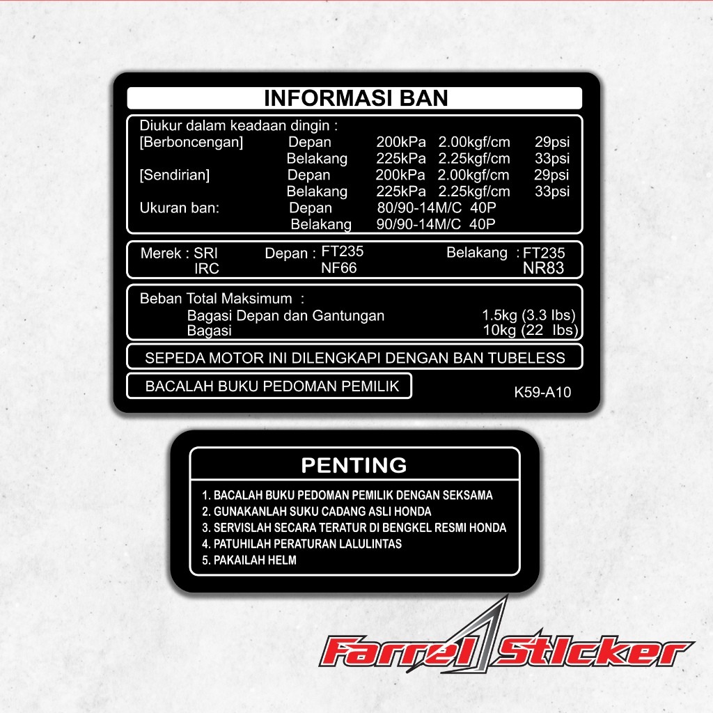 Stiker Warning Stiker Prosedur Honda