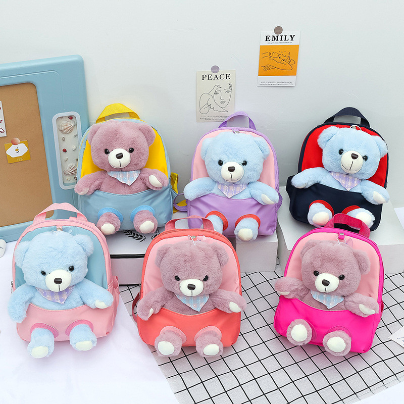 

Kindergarten Baby Backpack Cartoon Bear Cute SchoolBags for Girls Boys Kids Gifts Fashion Zipper Shoulder Bag Lightweight 가방