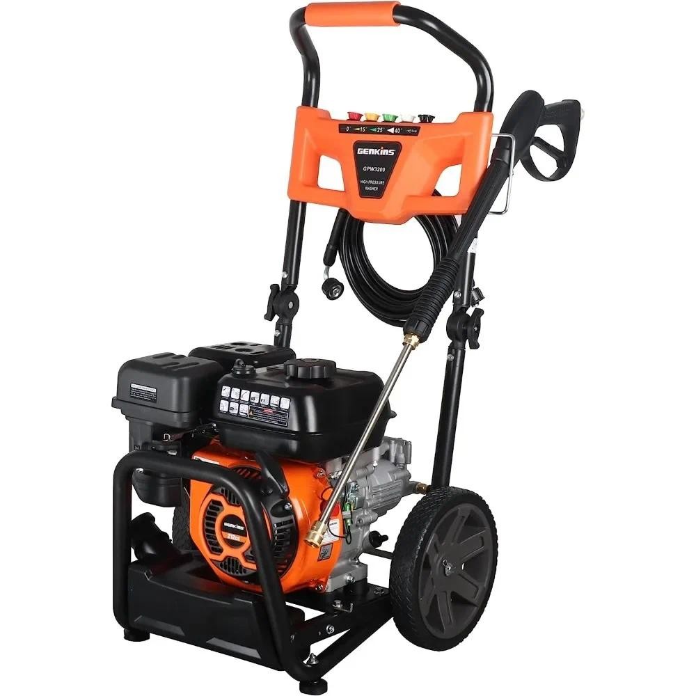 GPW3200 Gas Powered Foldable Pressure Washer 3200 PSI and 2.5 GPM, Soap Tank and Five Nozzle Set | C