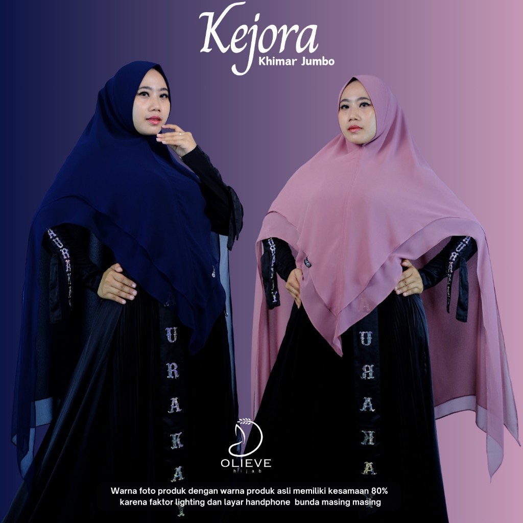 Hijab Mu ~ Hijab Kejora Khimar Jilbab Instan Size Jumbo  Bahan Ceruti Polos Premium Kerudung Syari F