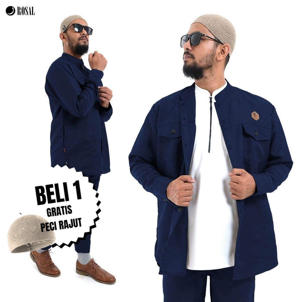Rosal Kemeja Koko Safari Normal Size Dewasa Remaja M L XL 2XL 3XL Outfit Fashion Muslim Kurta Shalat