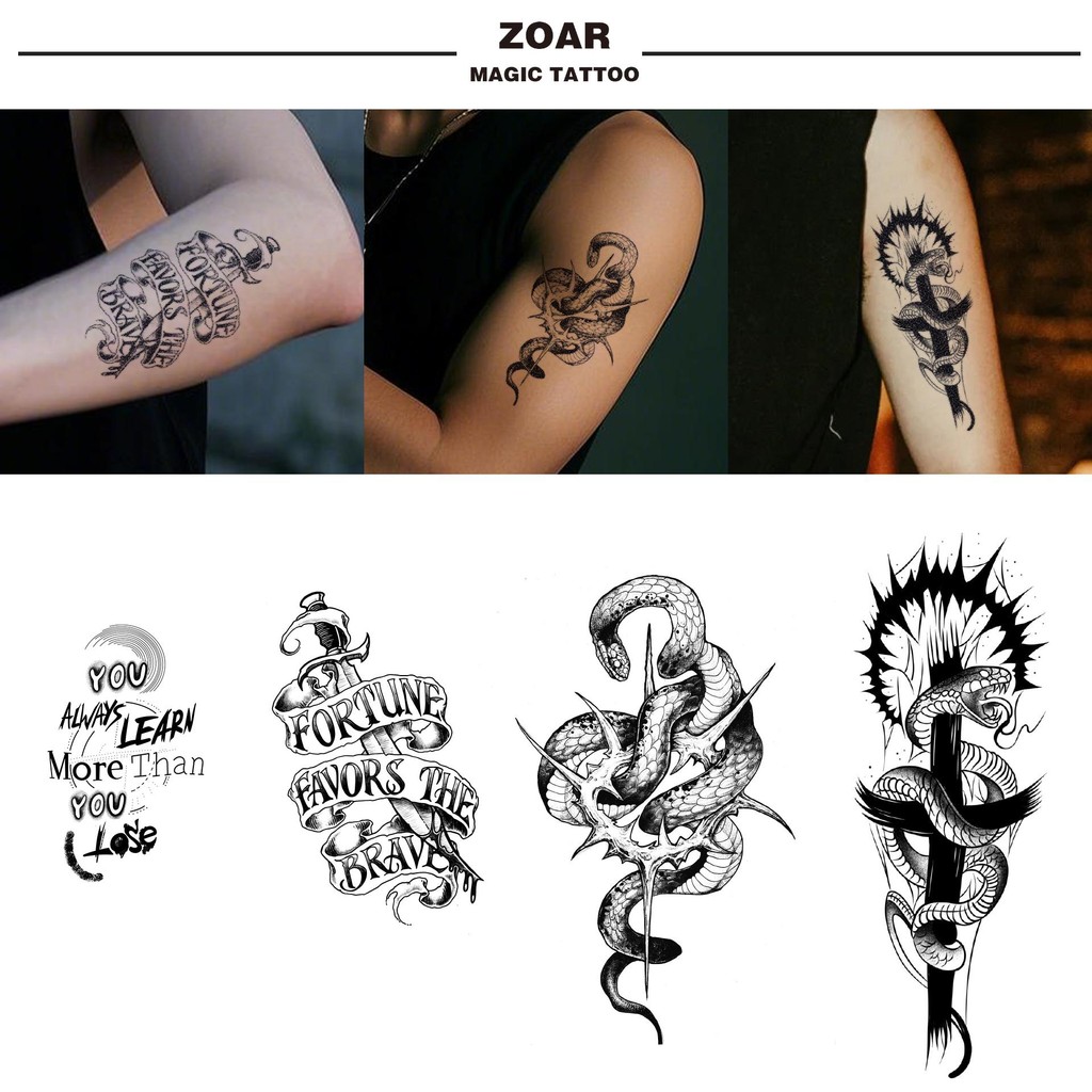 ZOAR-Y74 Stiker Tato Temporary Semi Permanen【kalimat】Tahan lama Tattoo menempel dekorasi seni untuk 