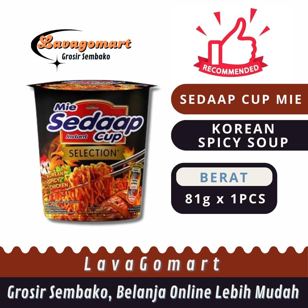 

SEDAAP CUP MIE INSTAN KOREAN SPICY CHIKEN 81g - 1 PCS - LAVAGOMART - BANDUNG