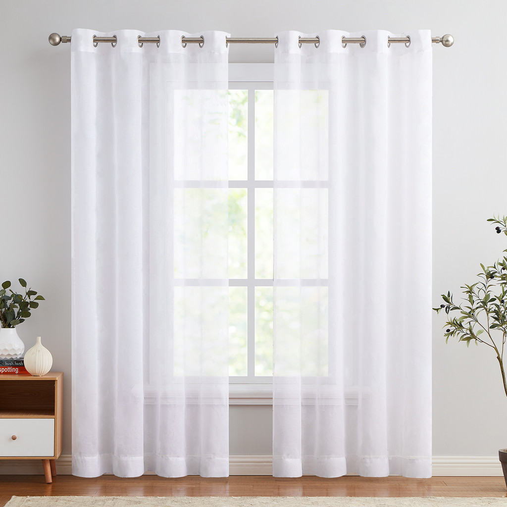 JINCHAN 1 PC Sheer Curtains Solid Bordered Rod Pocket  Voile Living Room Bedroom Window  Curtains