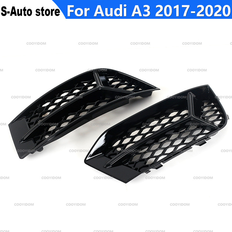 2Pcs Honeycomb fog lamp frame hollow grille under the net For Audi A3 2017 2018 2019 2020 Car Access