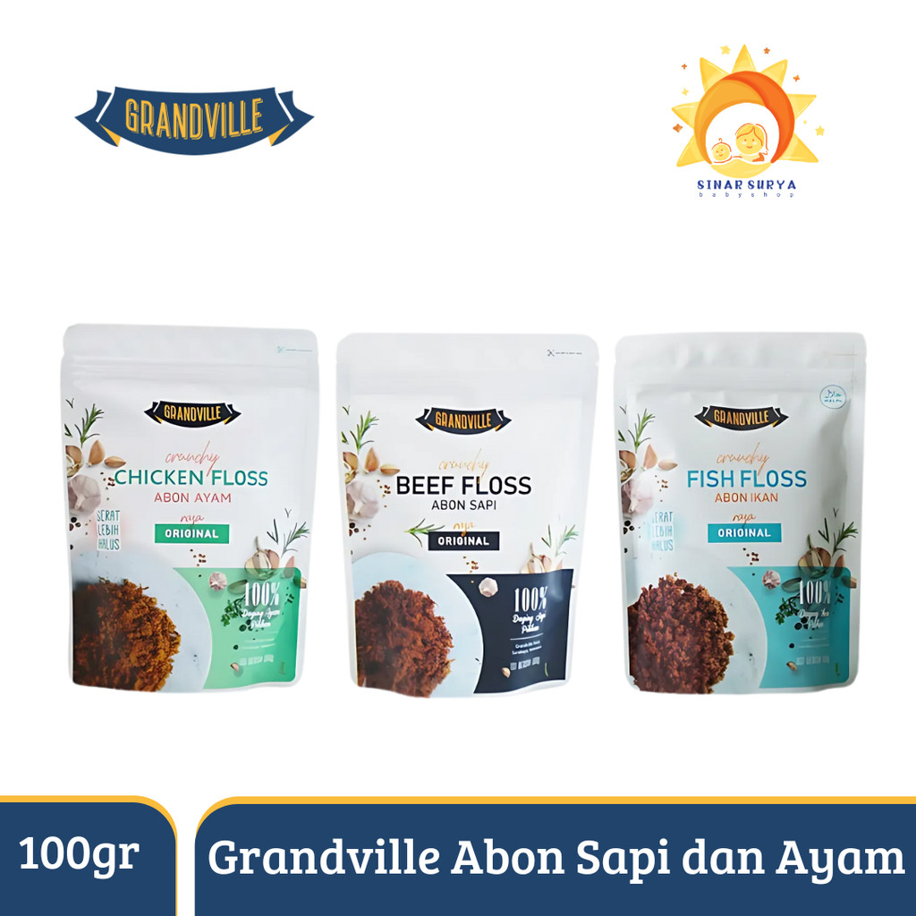 

ABON GRANDVILLE AYAM SAPI IKAN 100gr MPASI BAYI / ABON NON MSG