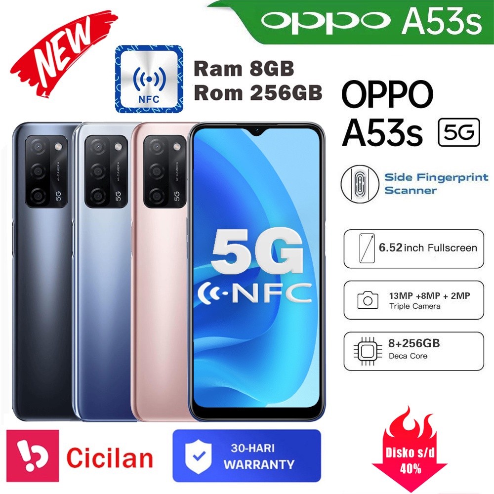 hp oppo A53s RAM 8GB/ 256GB 6.52 inch baru SmartPhones handphone murah