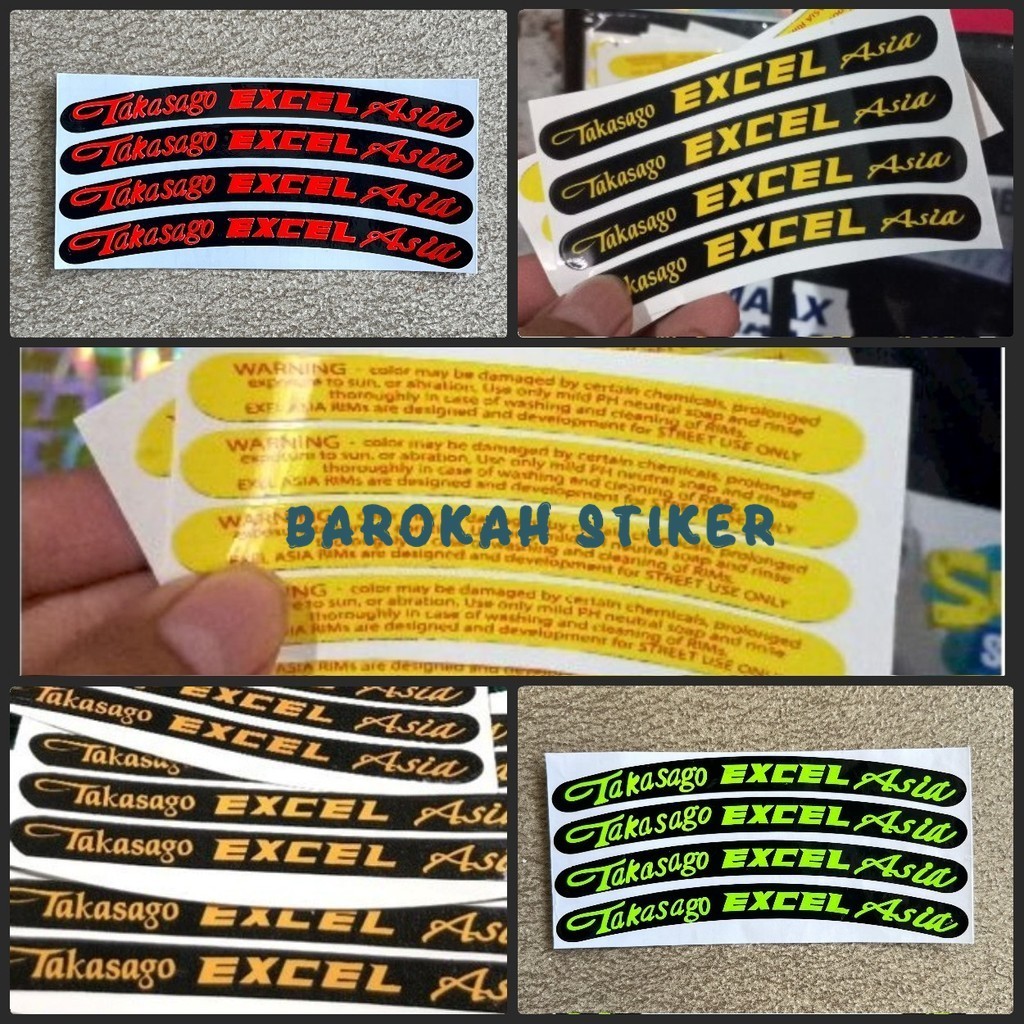 STICKER STIKER VELG TAKASAGO EXCEL ASIA PRINT HITAM BERKUALITAS ORI