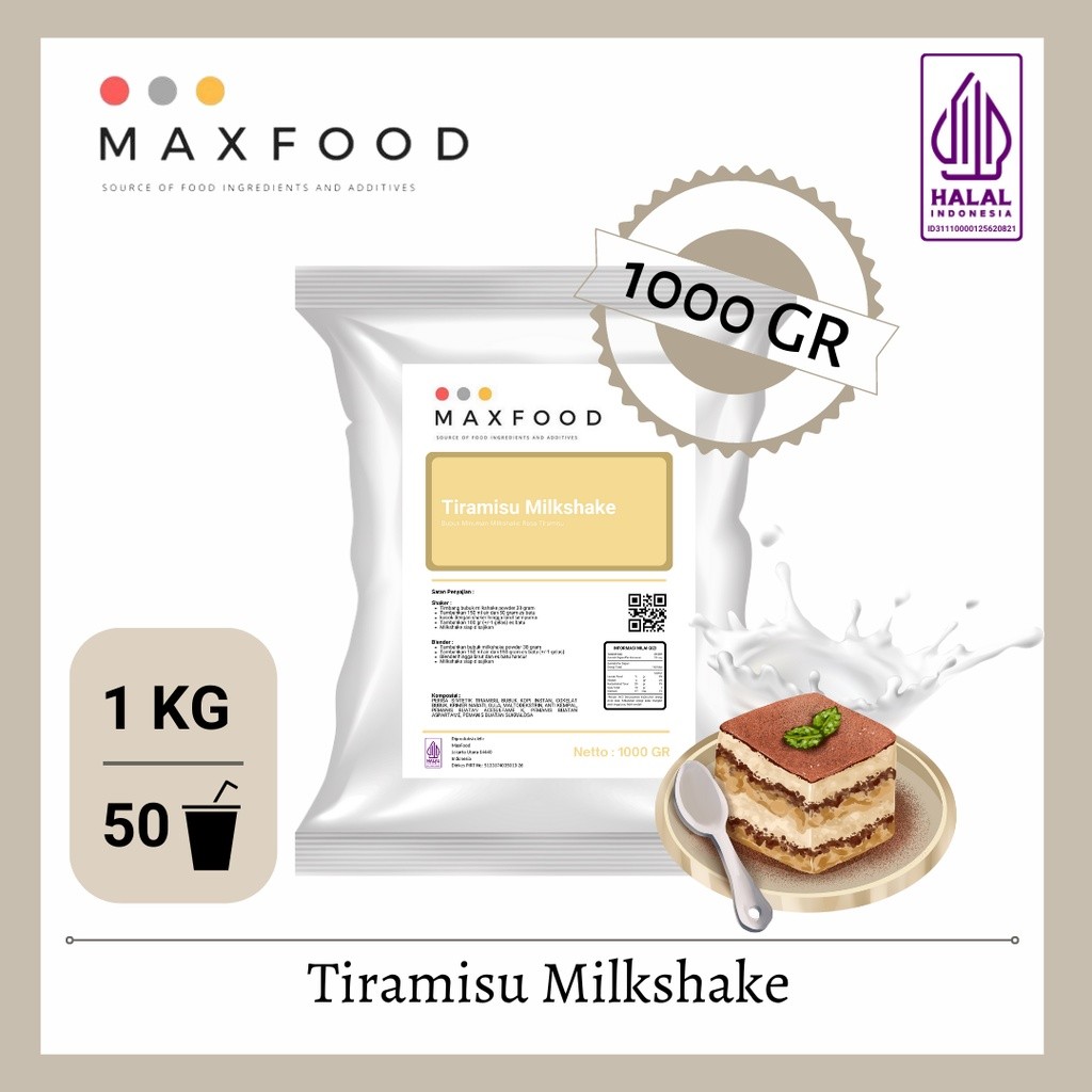

MAXFOOD - Tiramisu Milkshake Powder / Bubuk Minuman Milkshake Rasa Tiramisu 1 KG