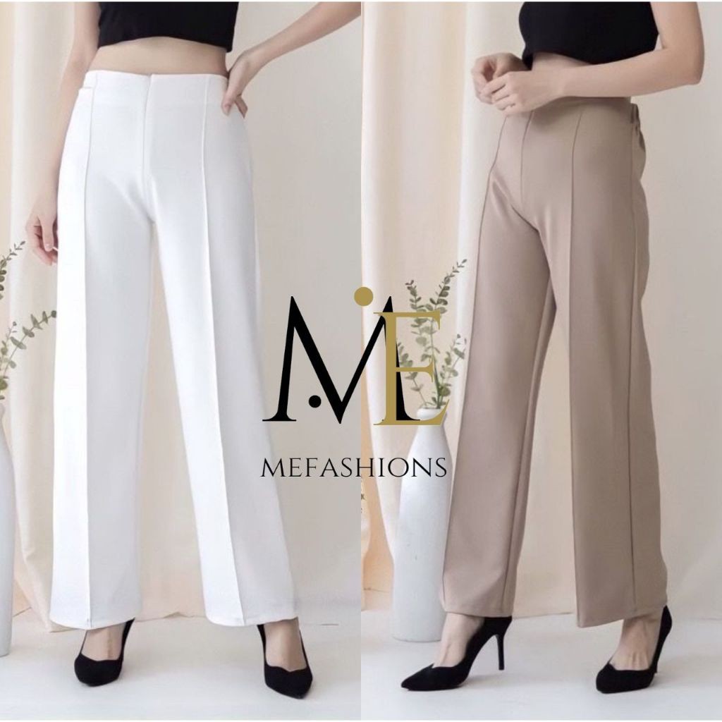 AW42G Celana Kulot Wanita Highwaist Kekinian Ala Korea Basic HW Pinggang Karet Clana Culotte Panjang