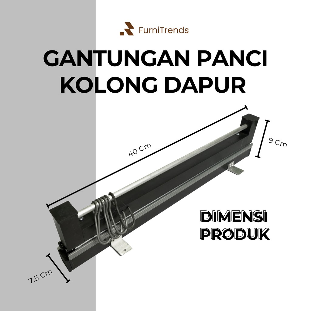 Rel Laci Gantungan Panci Teflon Dapur Kitchen Set Minimalis Pen Hanger