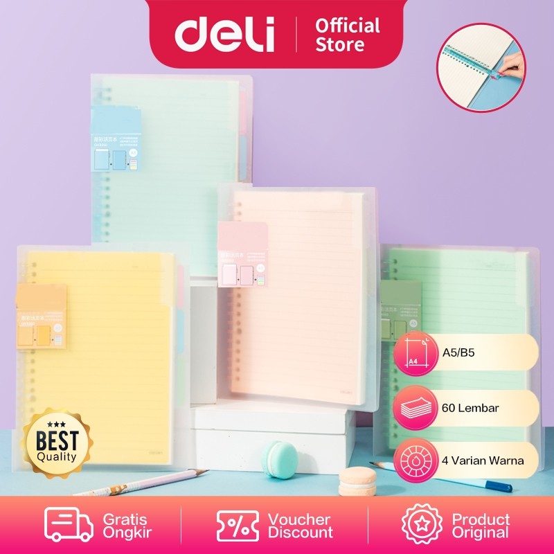 

Binder Deli QHA560 Binder A5 60 Halaman Warna Pastel Binder Kampus, Sekolah, Kantor, dll