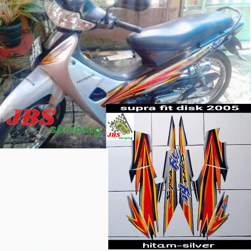 striping supra fit stiker honda supra fit disc 100 old lama 2005 hitam silver