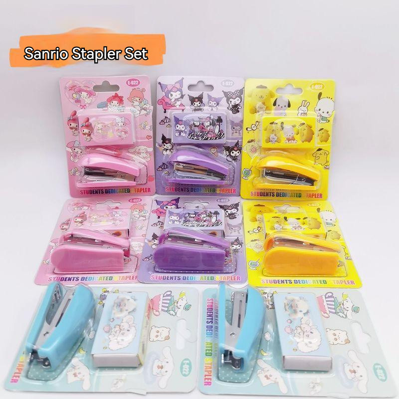 

Sanrio Anime Cartoon My Melody Kuromi Stapler Ins Kawaii Portable Mini Office Stapler Set Learning Stationery Children's Gifts