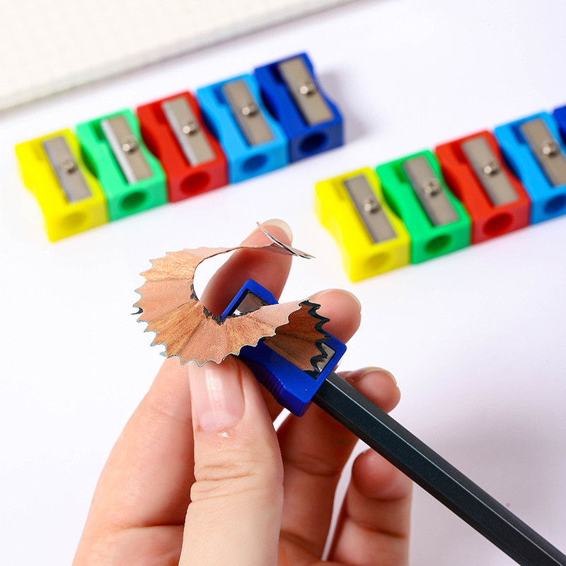

20Pcs Portable Simple Mini Colored Single Hole Rectangular Plastic Pencil Sharpener Student Children Stationery School Supplie