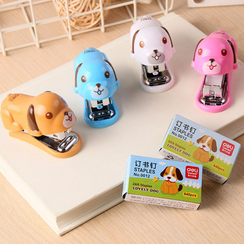 

Creative Pretty Cute Dog Plastic Book Sewer Kawaii Cartoon Mini Stapler Korea Stationery School Office Supplies Random