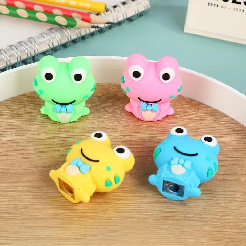 

4 Pcs Pencil Sharpener Cartoon Frogs Shape School Supplies Gift Accessories Korean Stationery