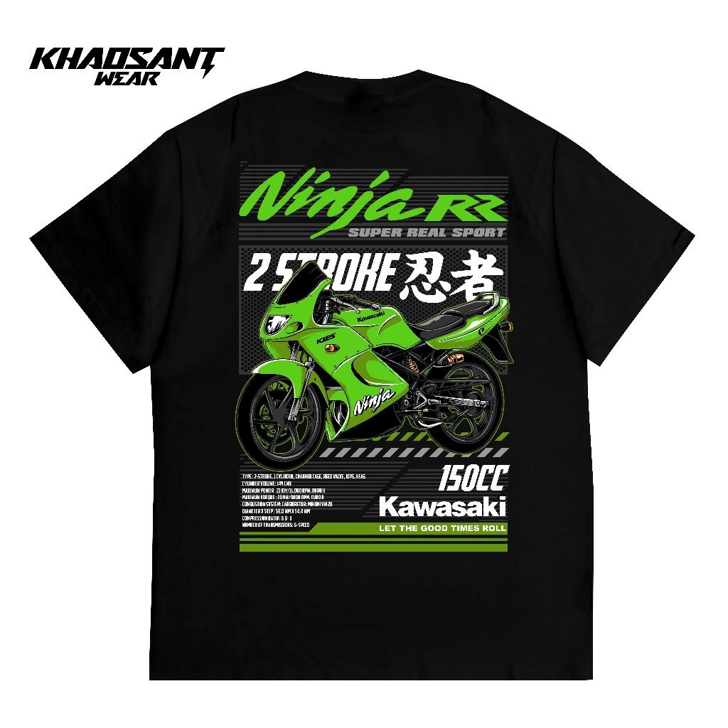 KHAOSANT Kaos Kawasaki Ninja RR 150 Old Green Built Up 2 Stroke 2 Tak Ninja Super Kips RR Old Hijau