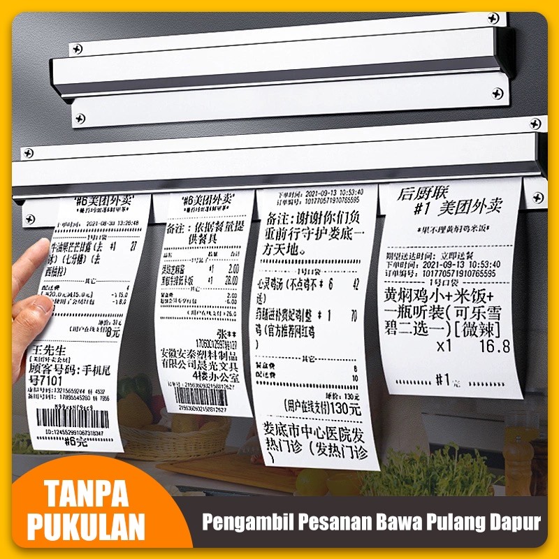 

Holder/Receipt Holder Capitan Nota Stainless Steel Bill Restaurant - 3 Size (45x6cm/60x6cm/90x6cm) Penjepit Kertas Bon Bill