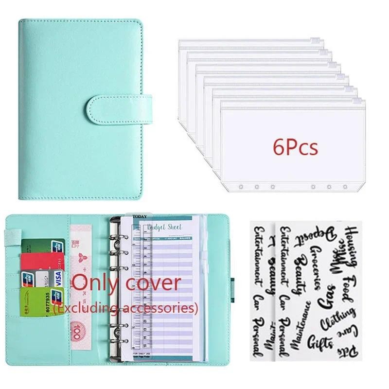 

A6 PU Leather Saving Bill Organizer Macaron Color Notebook Cash Envelope Budget Binder Planner Money Card Notebook