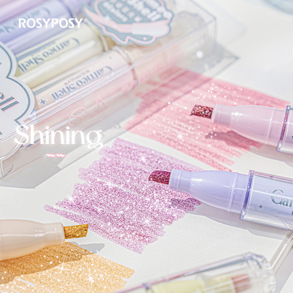 

4 Pc/Set Clear Color Burst Mother-of-pearl Highlighter Set Multicolor Marker Pen Creative DIY Student Supplies Stationery