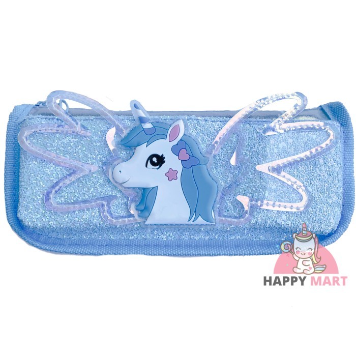 

[P R O M O] Kotak pensil unicorn glitter holo wings - Biru