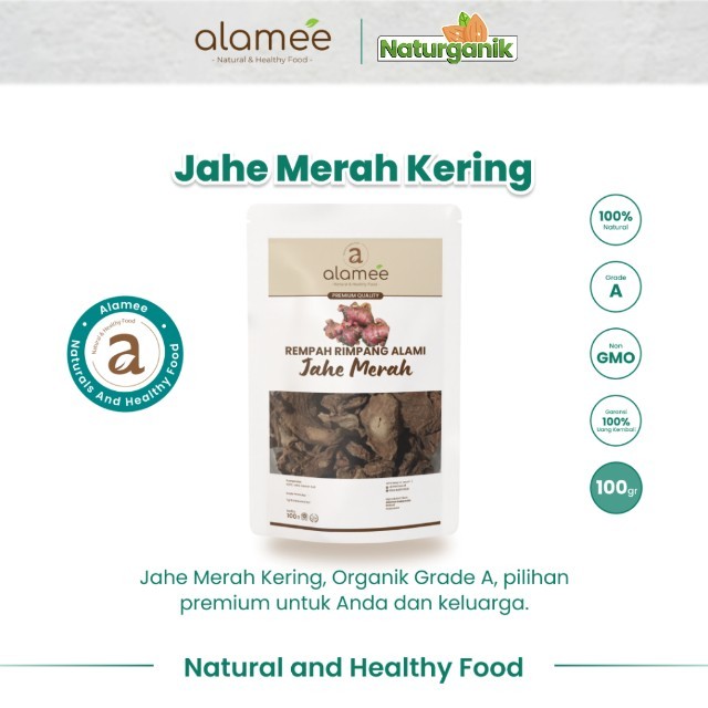 

ALAMEE Jahe Kering Merah Iris Dried Ginger Rempah Rimpang Organik Alami Spice 100gr Naturganik