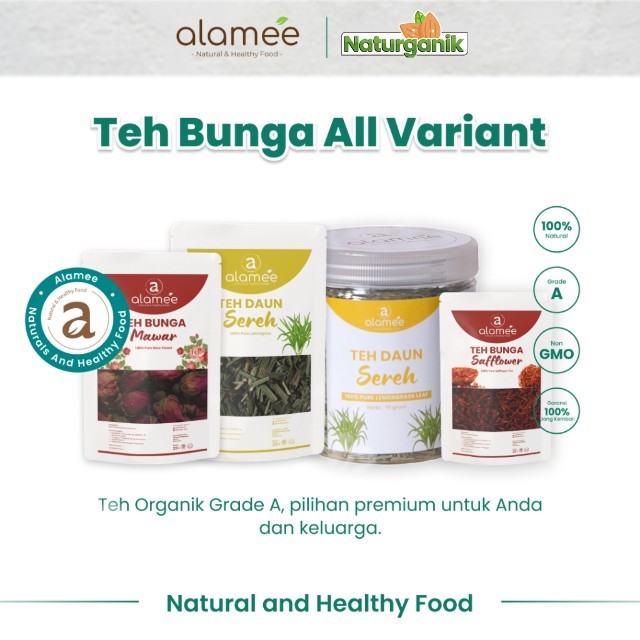 

ALAMEE Teh Hijau Green Tea Daun Jati Cina Chamomile Bunga Flower Tea Senna Leaf Earl Grey Organik Naturganik