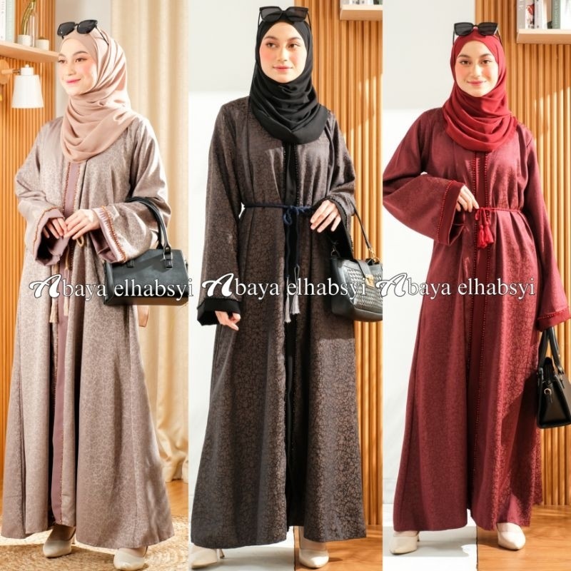 Exclysive New Abaya elhabsyi Jaguar Gamis Arab Hitam Bahan jet black MURAH