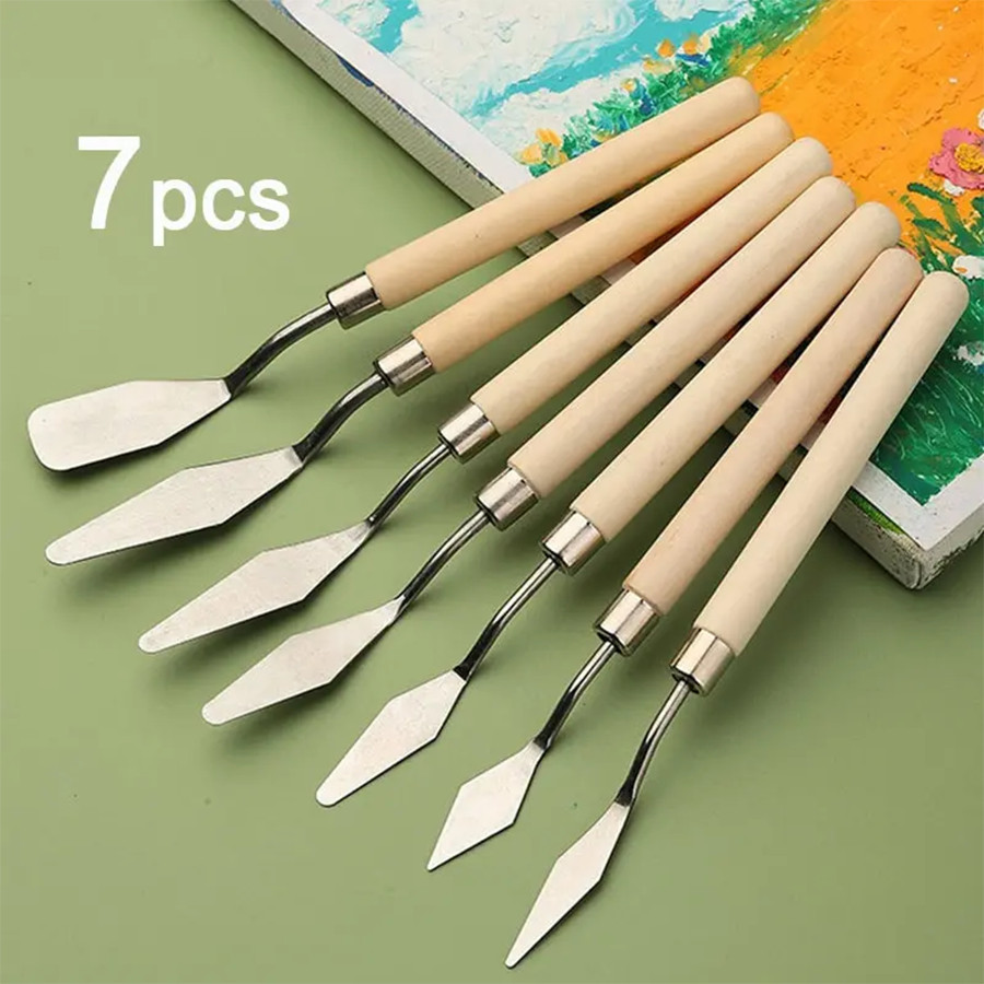 

7Pcs Stainless Steel Oil Painting Knives Set Artist Crafts Spatula Palette Knife Mixing Knife Scraper Art Tools
