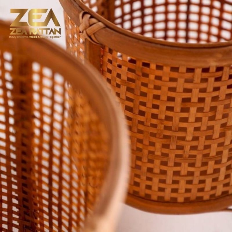 Liceriashop17 Standing Pot Anyaman Webbing Rotan Natural Minimalis High Quality