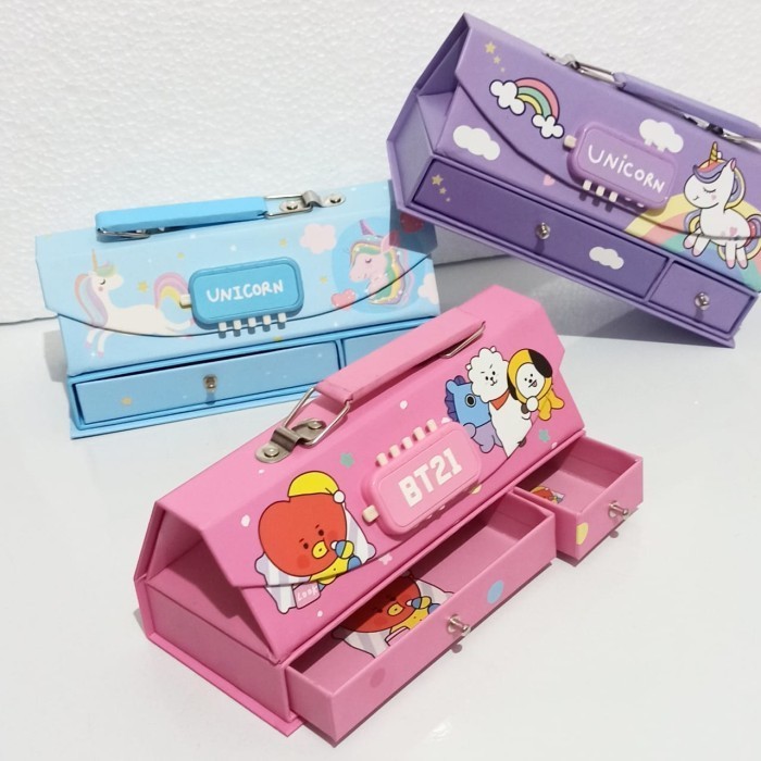 

BOS Kotak Pensil Karton+Kode Kunci/Tempat Pensil/Pencil Case Code/Pin - UNICORN PM