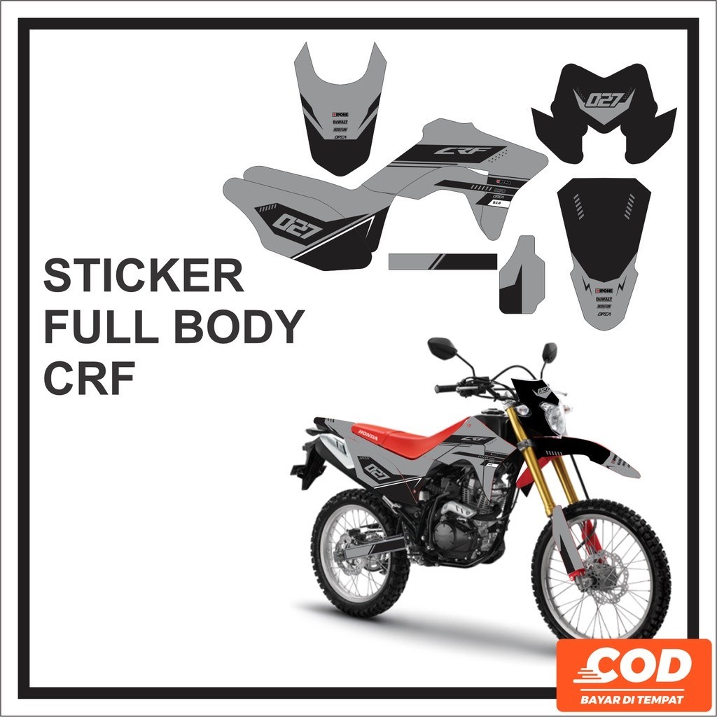 Stiker Decal Sticker CRF 150L Fullbody Honda 150 L Motif Garis Warna Abu Hitam Bisa Request motif