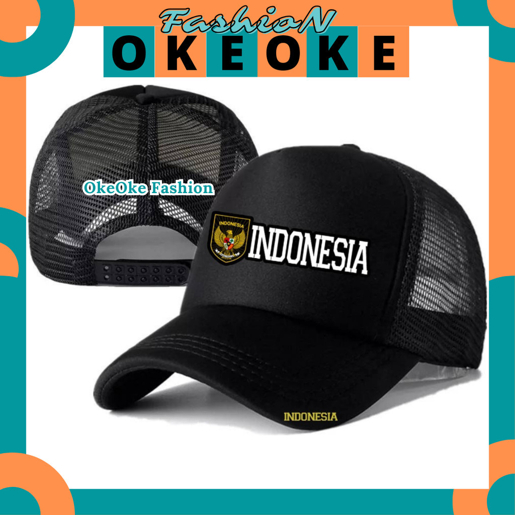 OkeOke Fashion Topi Trucker INDONESIA - Topi Distro INDONESIA Logo - Topi GARUDA INDONESIA Premium -