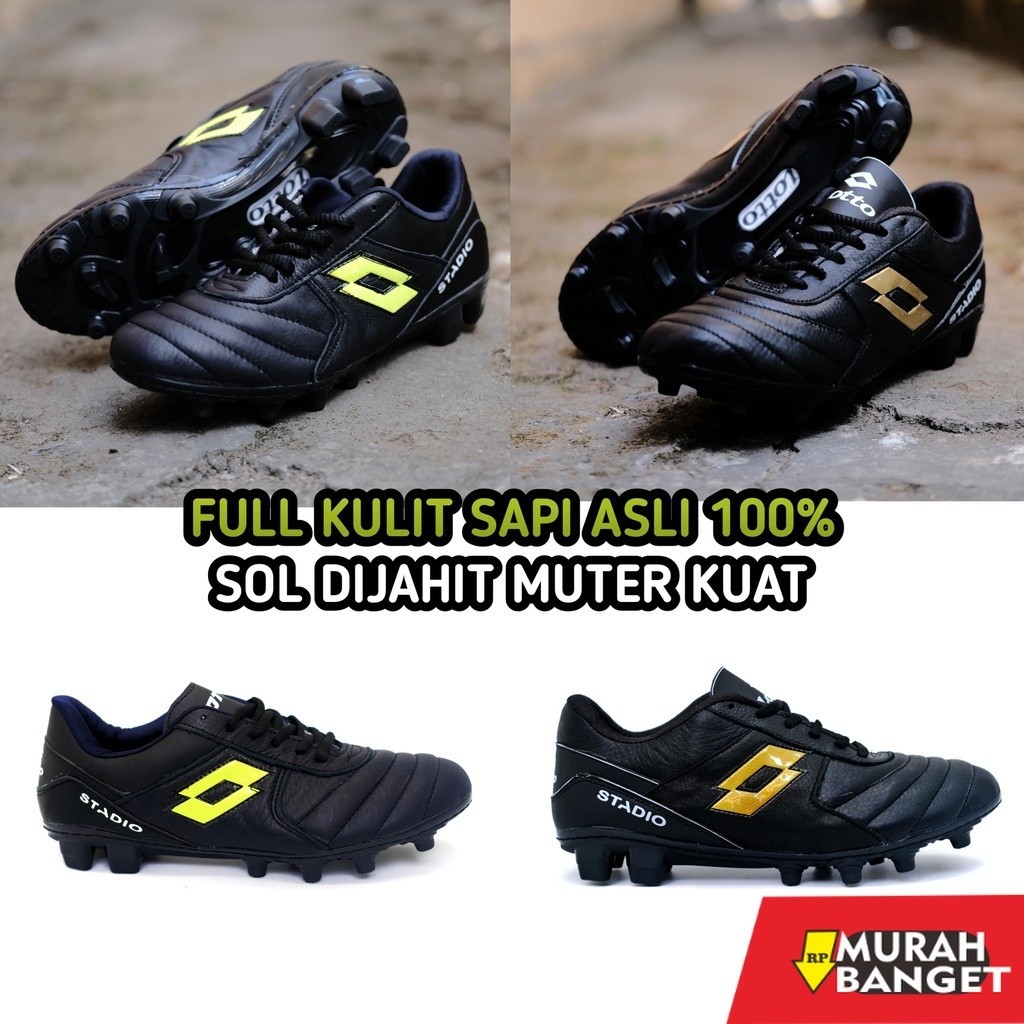 Sepatu specs keren- Sepatu Bola Kulit Asli Lotto Stadio Sol Dijahit Rapi