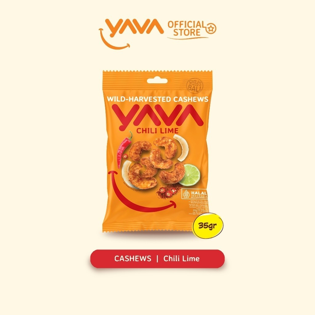 

YAVA Cashew Chili Lime 35g Wild-Harvested Cashews (East Bali Cashew)