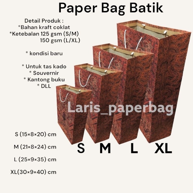 

(ANL)Grosir/ecer Paper Bag Batik/Hitam Souvenir Ukuran S M L XL
